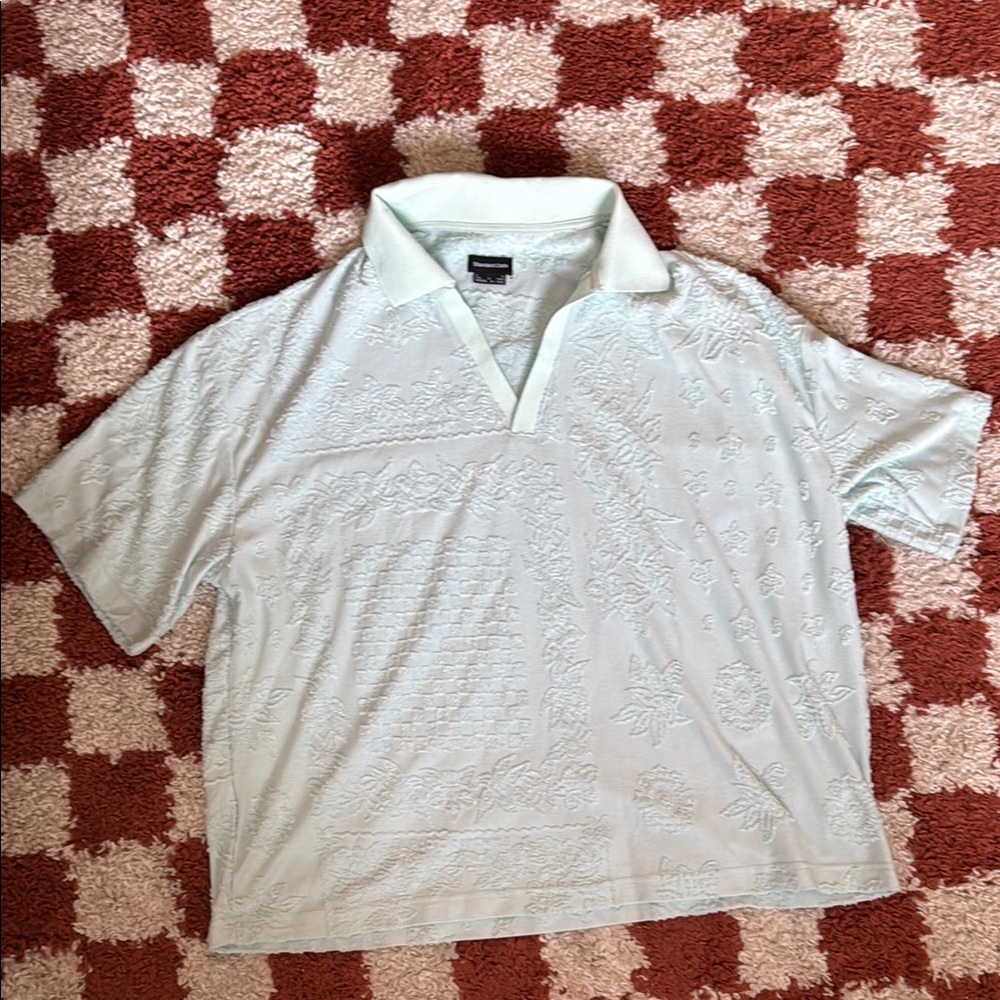 UO Light Blue Textured Polo Shirt